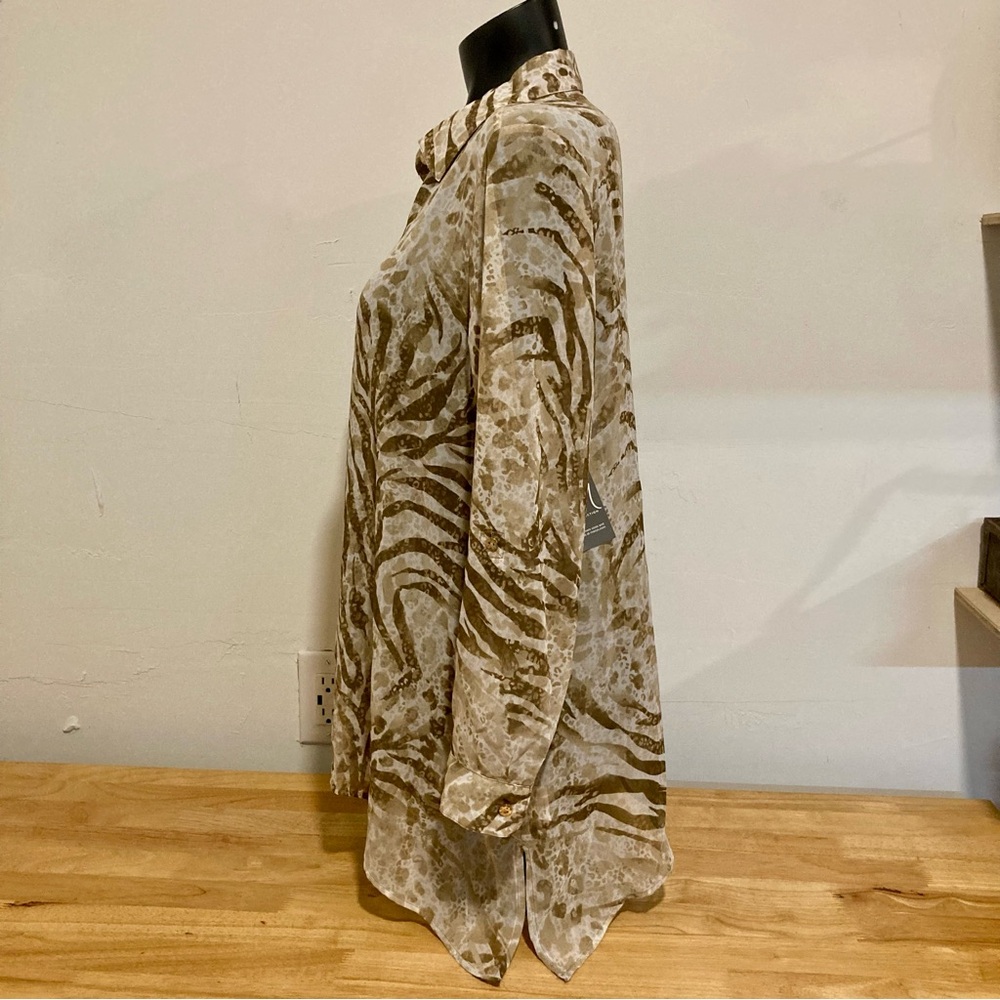 Women’s Sheer Animal Print Blouse Long Sleeve S JM Collection NWT - Picture 3 of 14